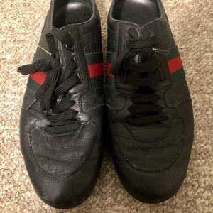Authentic Gucci men’s Web Accent leather sneakers